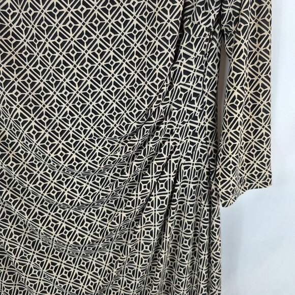 Lauren Ralph Lauren Ruched Sheath Dress Women's Size 16 Black & Tan Geo Print - Picture 7 of 15